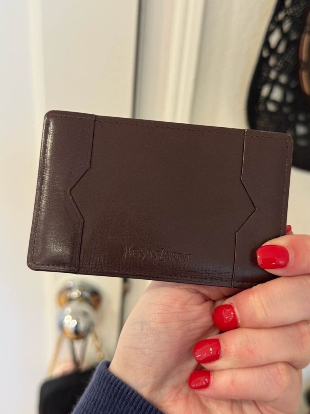Yves Saint Laurent Dark Brown Leather Card Holder